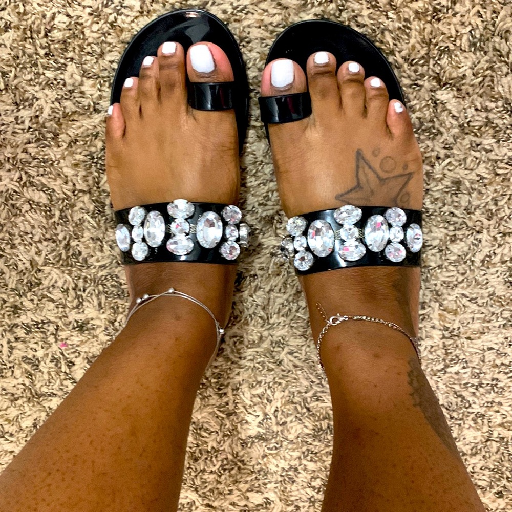 Black Jelly Diamond Sandals